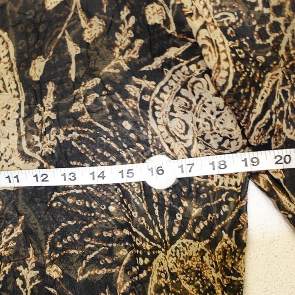 Womens Top Large Flared Ruffle‎ Tan Black Paisley Blouse Boho Hippie - Picture 3 of 12